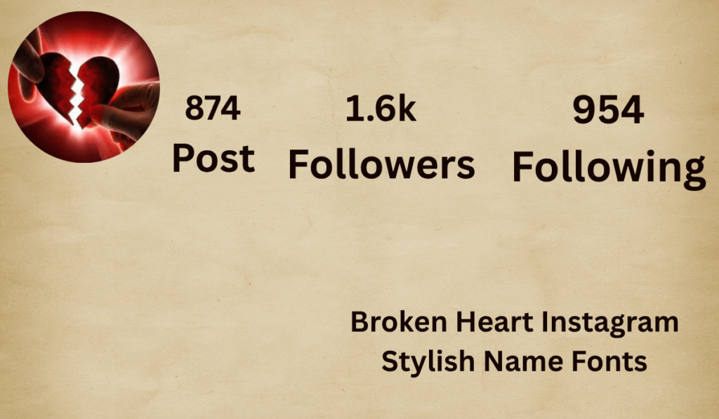 Broken Heart Instagram Stylish Name Fonts